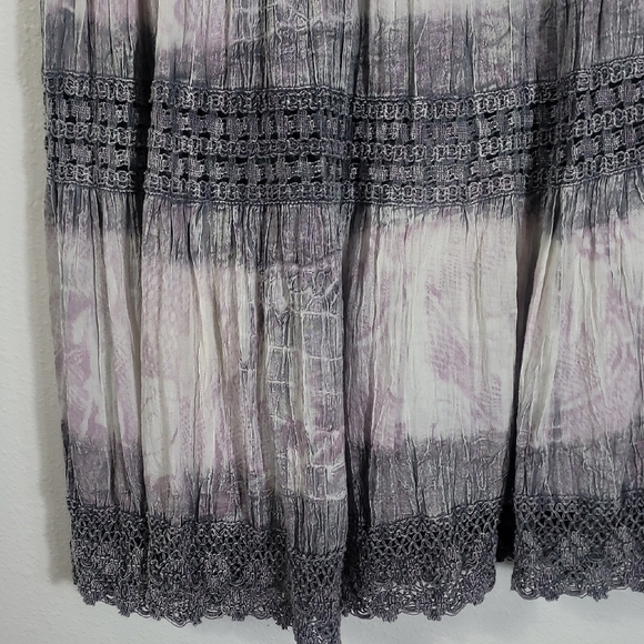 Y2K Vintage Women Tiered Tie Dye Maxi Skirt Size S Hippie Boho Crochet Fairy - Picture 4 of 12